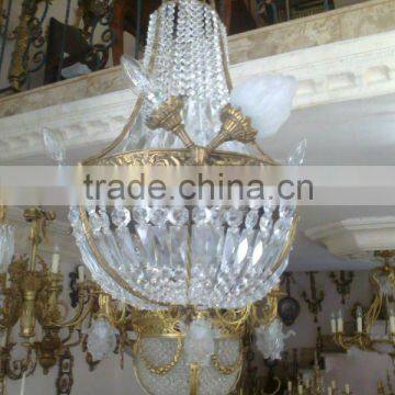 antique crystal chandelier , brass chandelier