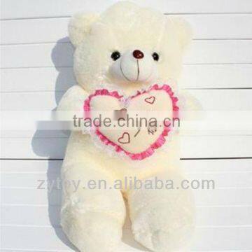 2014 Cute White plush Love bear hug heart pillow for valentine's days