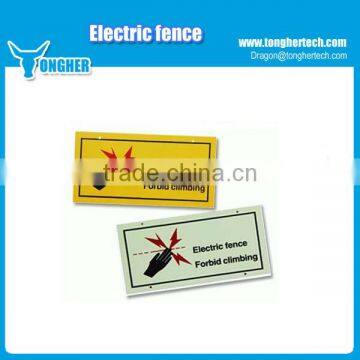 PVC OEM electric fence warning signs double side fence warning board