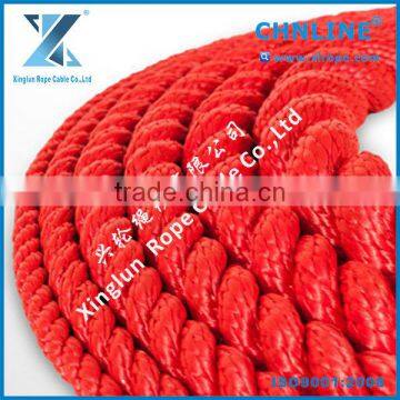 Red 3 strand pp rope with good abrasion