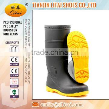 black industrial pvc safety gum boots with steel toe