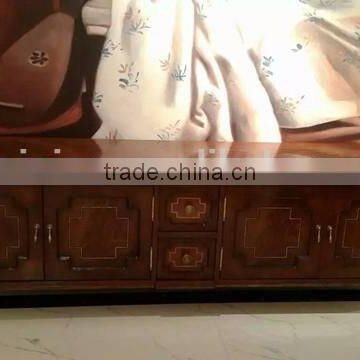 Vintage Royal Style tv Cabinet Castle Living Room Furniture Luxury Living Room Gilt Carved TV Stand photo-2