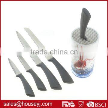 5 Pcs Kitchen Knife Set With Plastic Universal Knife Block photo-3