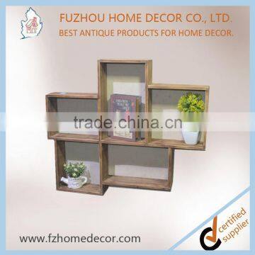 Top Sell Wooden Wall Shelf With Cube Shape for Wall Decoration and Storage photo-3