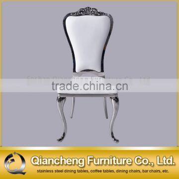 luxury white leather banquet chair with mirror silver legs