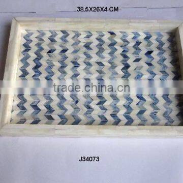 Bone Tray in chevron design blue colour size can be customized