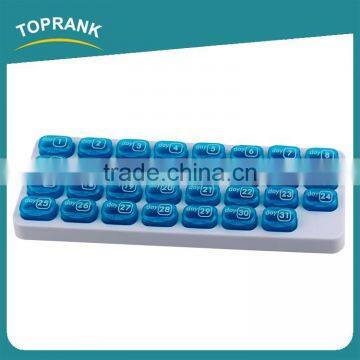 Toprank Factory Supply Portable Plastic Medicine Pill Storage Organizer 31 Day Monthly Pill Box With Pop-out Compartment Pods photo-2