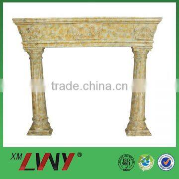 Yellow fiberglass resin indoor freestanding fireplace mantel