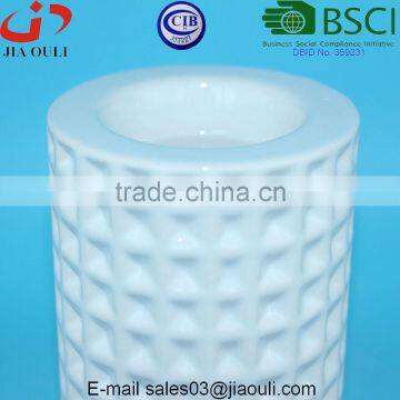 High Quality Dimple Cylinder Shape Ceramic Candle Pillar Holder photo-5