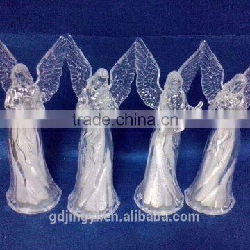 2015 Dongguan 10 inch Acrylic hollow angel with LED Light