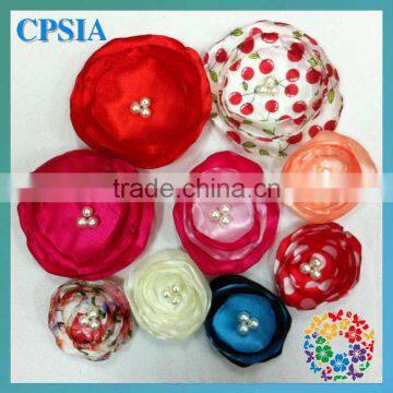 Multicolor flowers colorful pearl flower 2.4'' ribbon flower