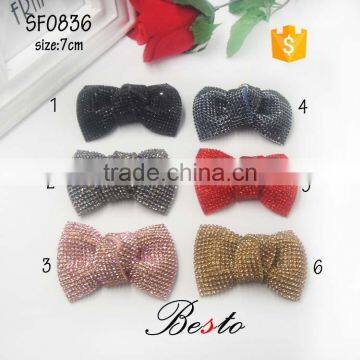 Handmade fancy shoe accessories colorful knitted bow shoe clip for promotion