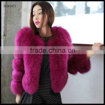 Hot-sales Popular Style Red Faux Fox Fur Woman Coat