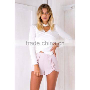 Ladies Summer Tops Choker Neck Crossover White Sexy Top photo-3