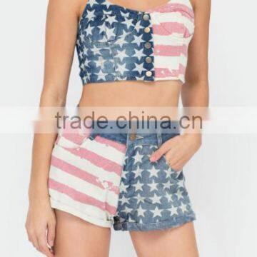 2017 Fashion American Flag Sets Woman Sexi Tops and Panty photo-2