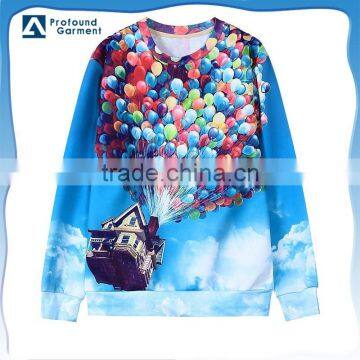 Full digital sublimation printing 3D sweatshirt without hood for women