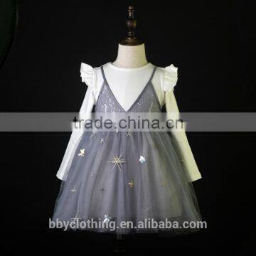 Flower Girls Dress Embroidered Sequin 2017 Summer Princess Party Dresses Kids Clothes Size 4-8