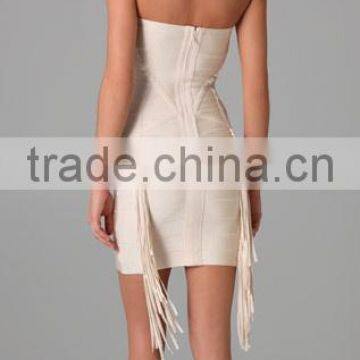 Hot Selling Fringe Bandage Dress Rayon Knitted Elatic Bandage Dress Backless Bandage Bodycon Dress Party Dresses photo-3