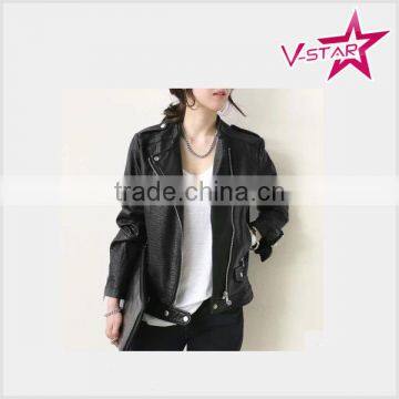 Casual Style PU Jacket Women Faux Leather Jacket for Lady