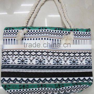 Fashion Lady popular cheap geometric pattern cotton canvas bag