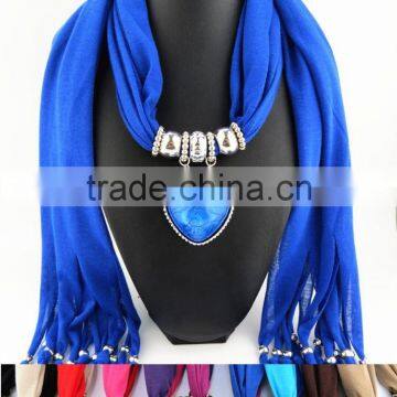 Cheap Acrylic Turquoise Pendant Jewelry Scarves Women Style Long Wrap Scarves 2016 Pendant Scarves photo-3
