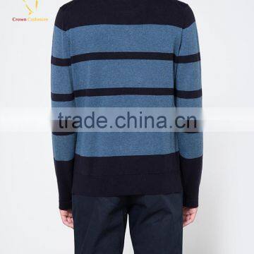 Stripe Crewneck Long Sleeve Pattern Knitted Sweater Pullover For Men photo-2