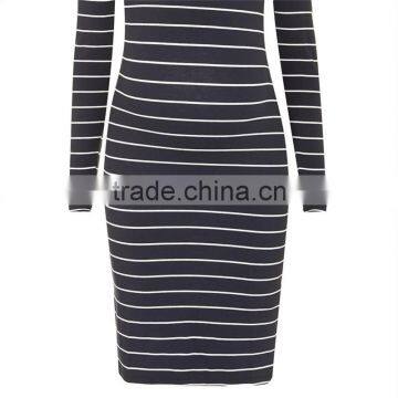 Hot Long Sleeves Stripe Pregnant Women Images Bodycon Maternity Dresses photo-6