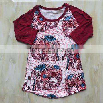 Adult Kids Mommy and me Ruffle Raglan Shirt 3/4 Sleeves Raglan Kinds Fabric Patterns Prined Customers Design Raglan YW-00350 photo-3
