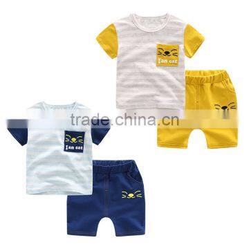 Wholesale cute boy summer clothes 2017 baby boy clothing sets