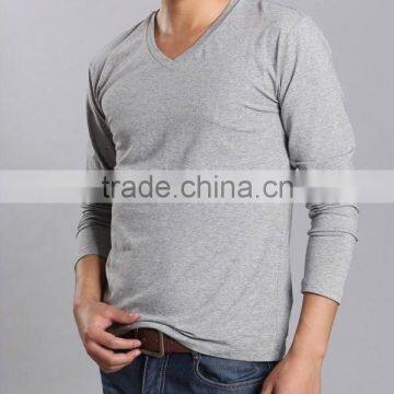 Men 95 Cotton 5 Spandex Deep v Neck Long Sleeve t Shirts photo-2