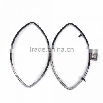 Iron Based Alloy Kiss Clasp Purse Frame Marquise Clear Rhinestone Gunmetal Rectangle 23.8cm(9 3/8") x 16cm(6 2/8"), 1 Piece photo-3