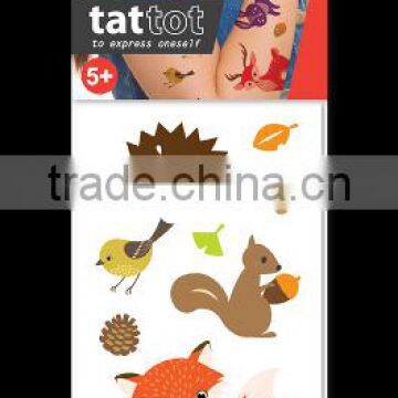 mini Kid Color Woodland Animal Temporary Tattoo child tattoos design