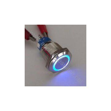 2016 Hot Sale 19mm IP67 Waterproof Metal Push Button Switch with illuminated,LED indicator with Momentary on/Locked Manufacture China