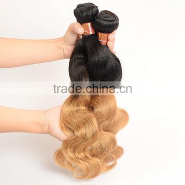 Wholesale 1B/27 Ombre Hair Weaves Body Wave Blonde Virgin Malaysian Human Hair Extension