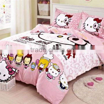 Wholesale 3d bedding set ,Hello Kitty design bed sheet ,cotton bedding set