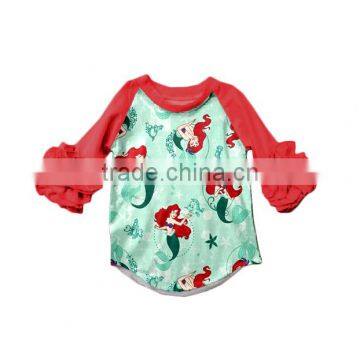 Mermaid raglan t-shirt kids mermaid t-shirt children's clothing manufacturers