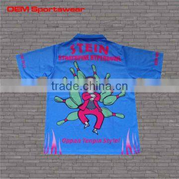 Dye sublimation mens bowling shirts in wholesale