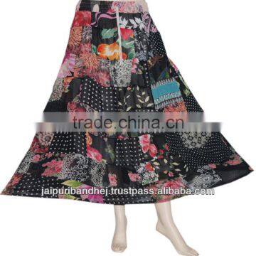 2013 Women Cotton Patchwork Long Skirt Gypsy Hippie Skirts With Patch Work Designer Indian skirt