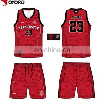 China Custom Sublimation Color Blue Red Yellow Basketball Jersey Uniforms Design photo-4
