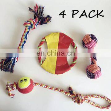 Cheap Wholesale Squeaky 4 PACK cotton ropt dog toy set 2017 Custom LOGO pet chew toy