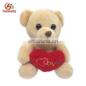 Fashion mini lovely plush teddy bear with red heart keychain