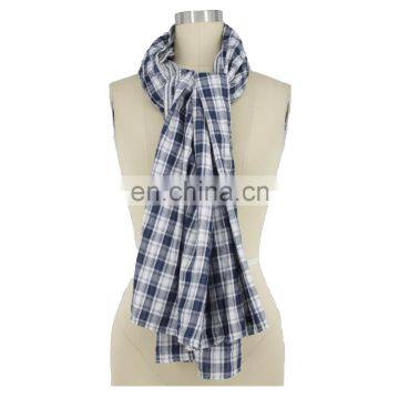 Dirrect Supplier Cotton Check Double-Side Crinkle Scarf