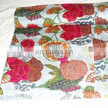 100% Organic Cotton Kantha Quilts/ Reversible Cotton Kantha Blanket Gudari