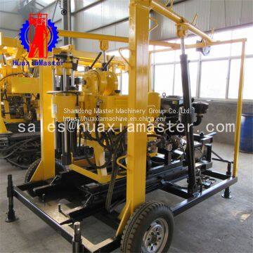 Trailer type household well digger in stock wheeled hydraulic water well drilling machine is convenient to walk