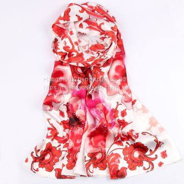 Beautiful Wholesale Women Long Custom Silk Scarf Printing 100% Silk Scarf photo-3