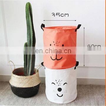 Smile design logo Canvas Foldable fabric storage basket