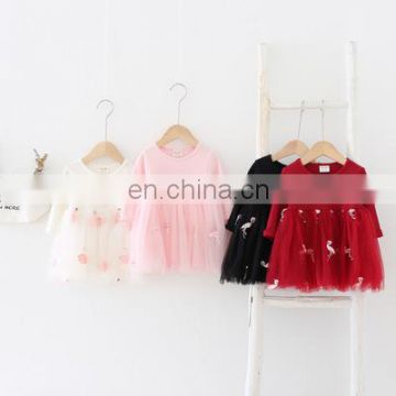 2020 girls stitching dress flamingo gauze skirt