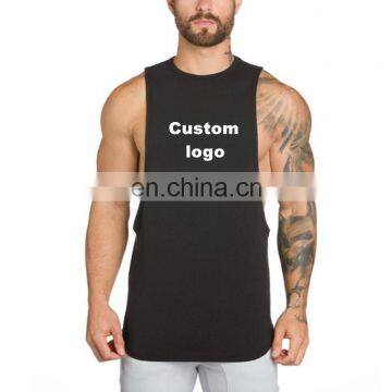 OEM logo print Muscle training Mens Drop armhole Plain cotton Tank Top