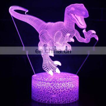 3D Illusion Lampara Dinosaur Shape Led Light 7 Color Changing Lamp