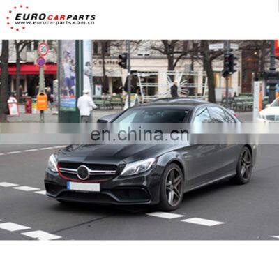 C-CLASS W205 C63 A style body kit 14~16y PP material front bumper grille side skirts trunk spoiler rear bumper exhaust tips